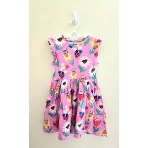 NWOT Mini Boden Frill Sleeve Cotton Jersey Dress-Posie Spring Garden, 7/8-11/12